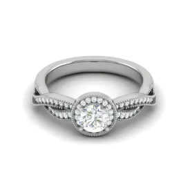 0.30 cts Solitaire Halo Diamond Twisted Shank Platinum Ring for Women JL PT RV RD 131