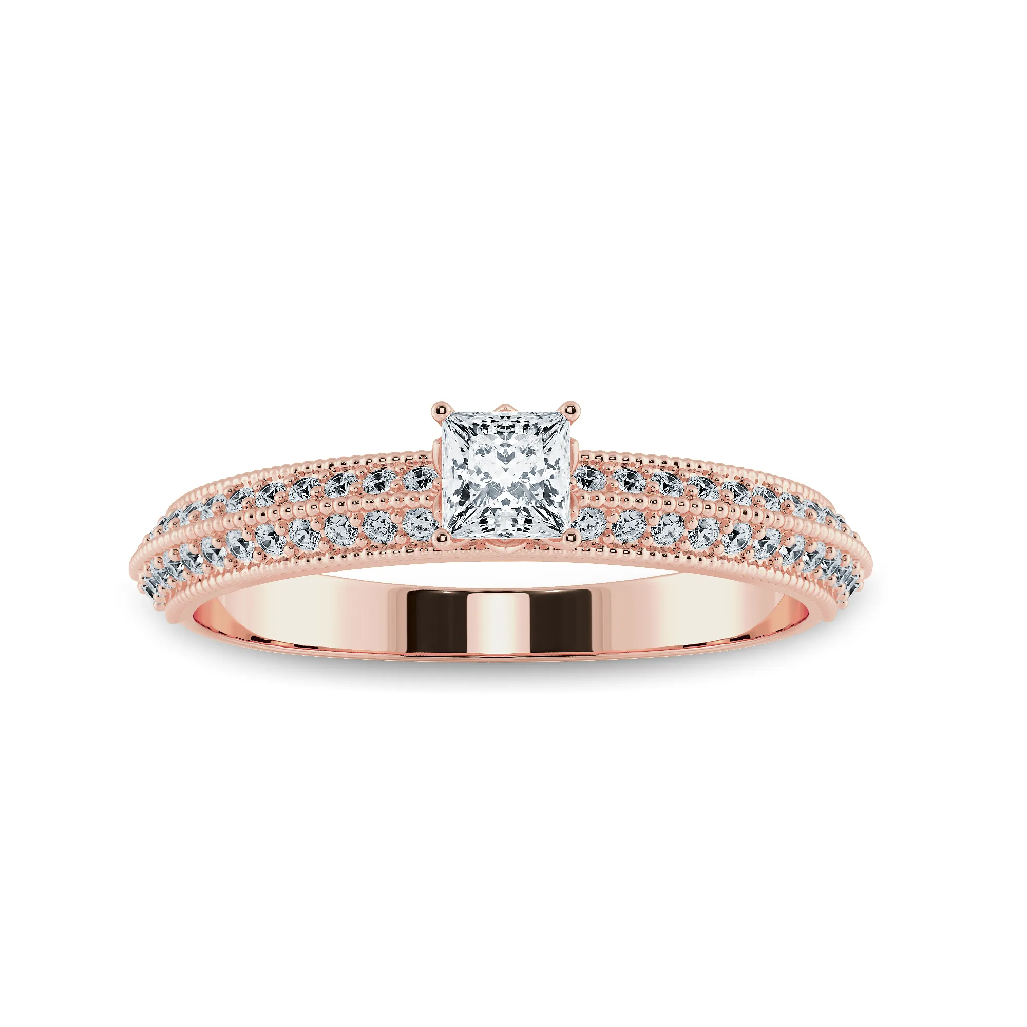 0.30cts. Princess Cut Solitaire Diamond Split Shank 18K Rose Gold Ring JL AU 1186R