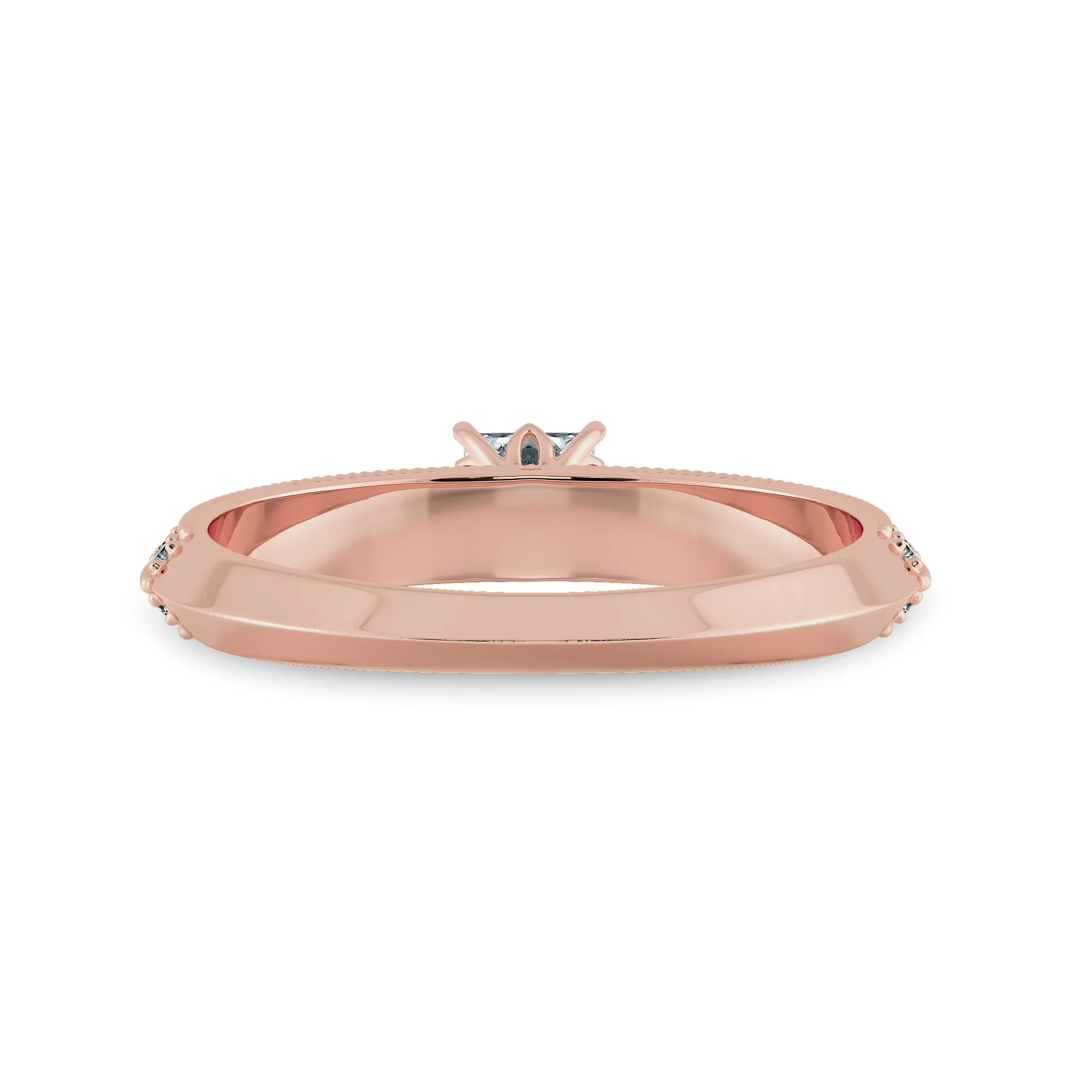 0.30cts. Princess Cut Solitaire Diamond Split Shank 18K Rose Gold Ring JL AU 1186R