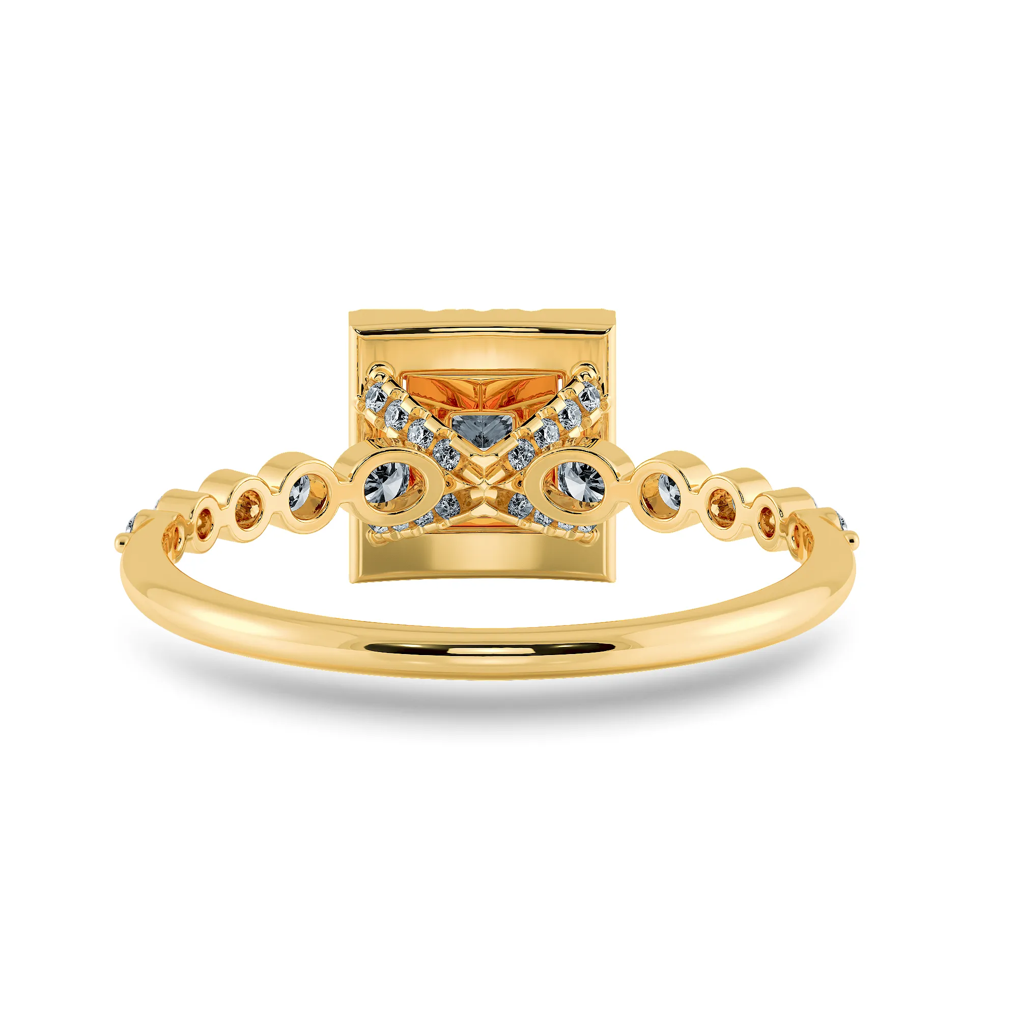0.30cts. Princess Cut Solitaire Halo Diamond Accents 18K Yellow Gold Ring JL AU 2003Y
