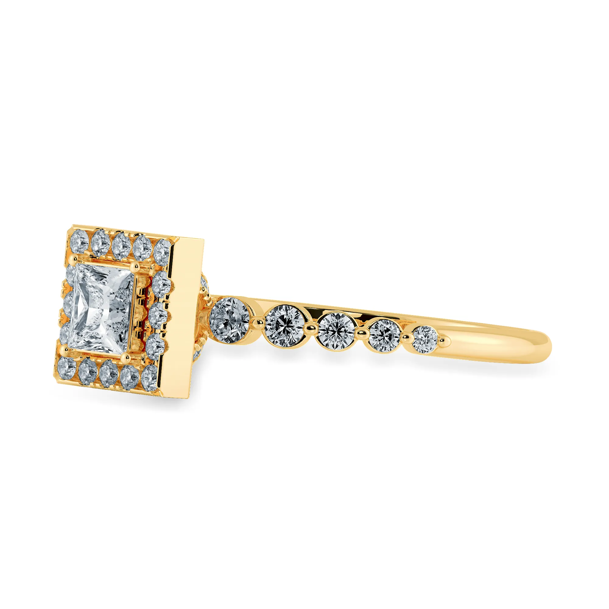 0.30cts. Princess Cut Solitaire Halo Diamond Accents 18K Yellow Gold Ring JL AU 2003Y