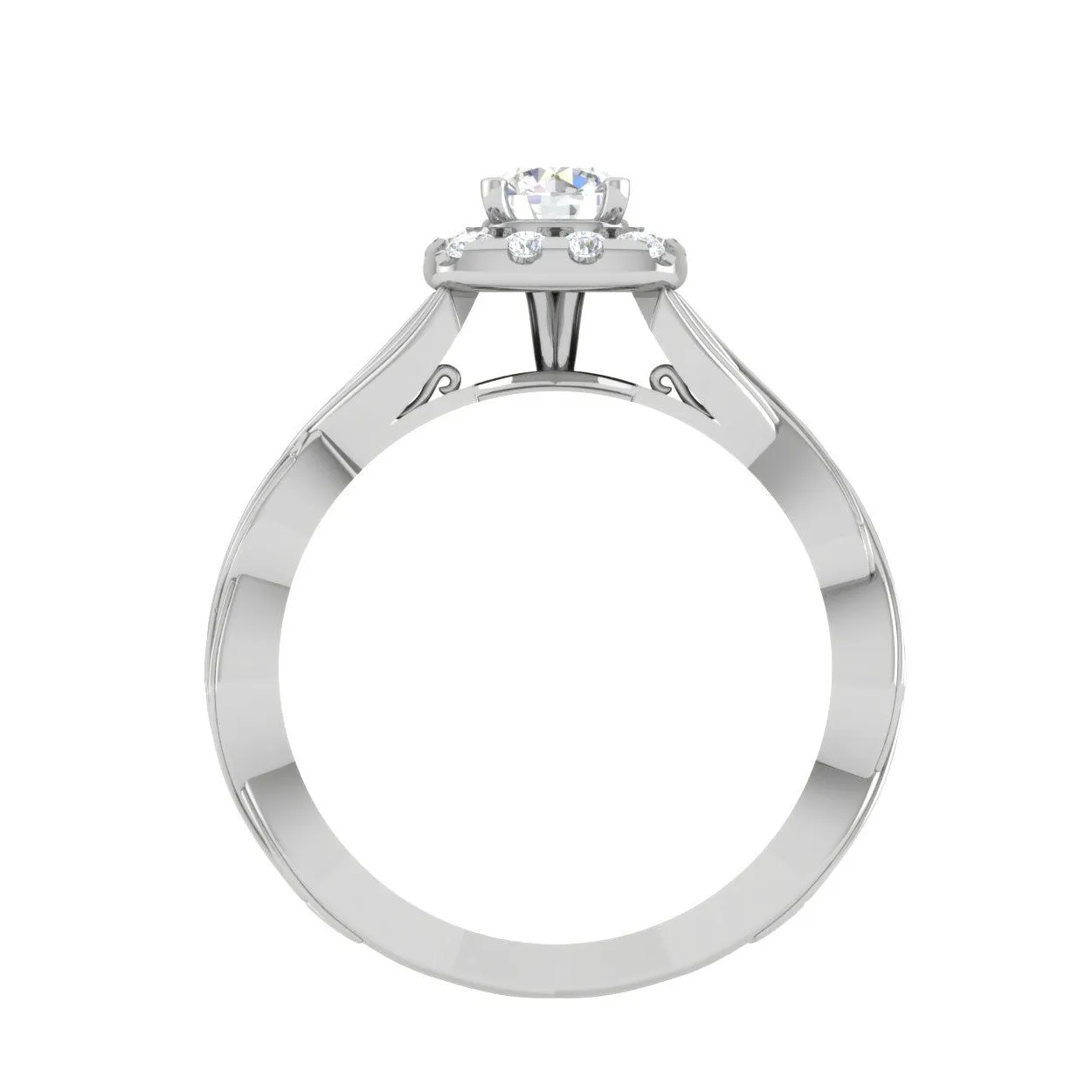 0.30cts Solitaire Square Halo Diamond Twisted Shank Platinum Ring JL PT RV RD 147