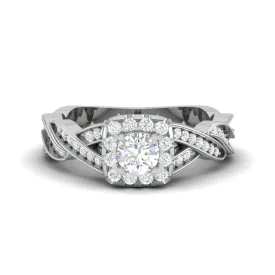 0.30cts Solitaire Square Halo Diamond Twisted Shank Platinum Ring JL PT RV RD 147