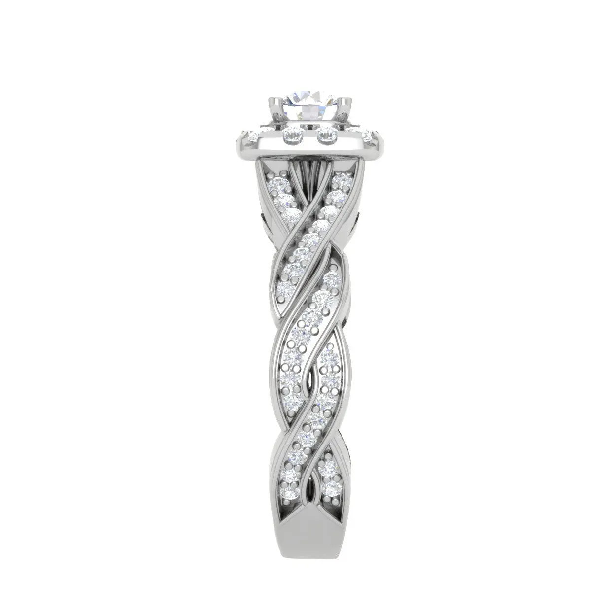 0.30cts Solitaire Square Halo Diamond Twisted Shank Platinum Ring JL PT RV RD 147