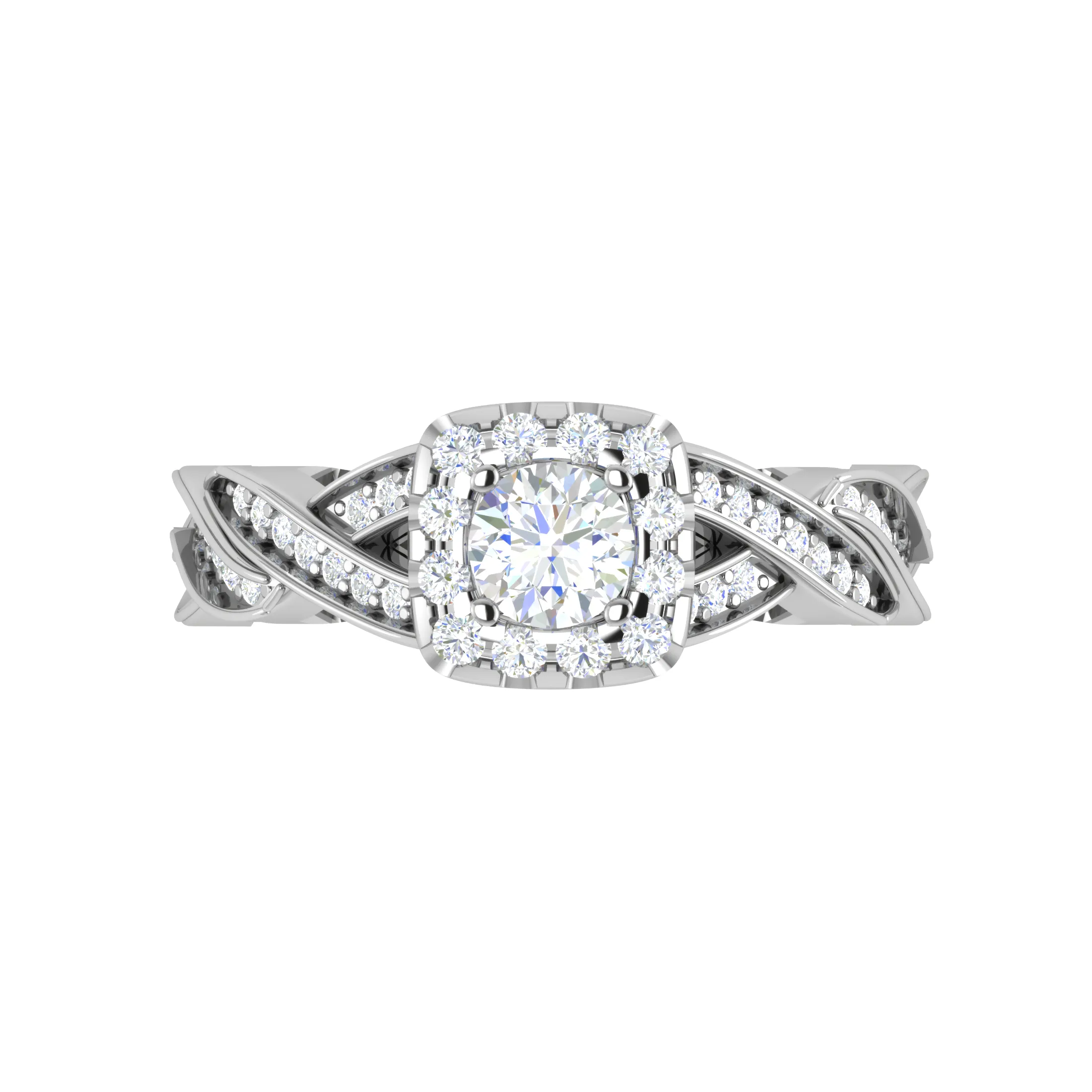 0.30cts Solitaire Square Halo Diamond Twisted Shank Platinum Ring JL PT RV RD 147