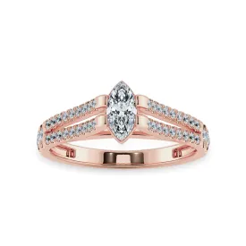 0.50cts. Marquise Cut Solitaire Diamond Split Shank 18K Rose Gold Ring JL AU 1184R-A