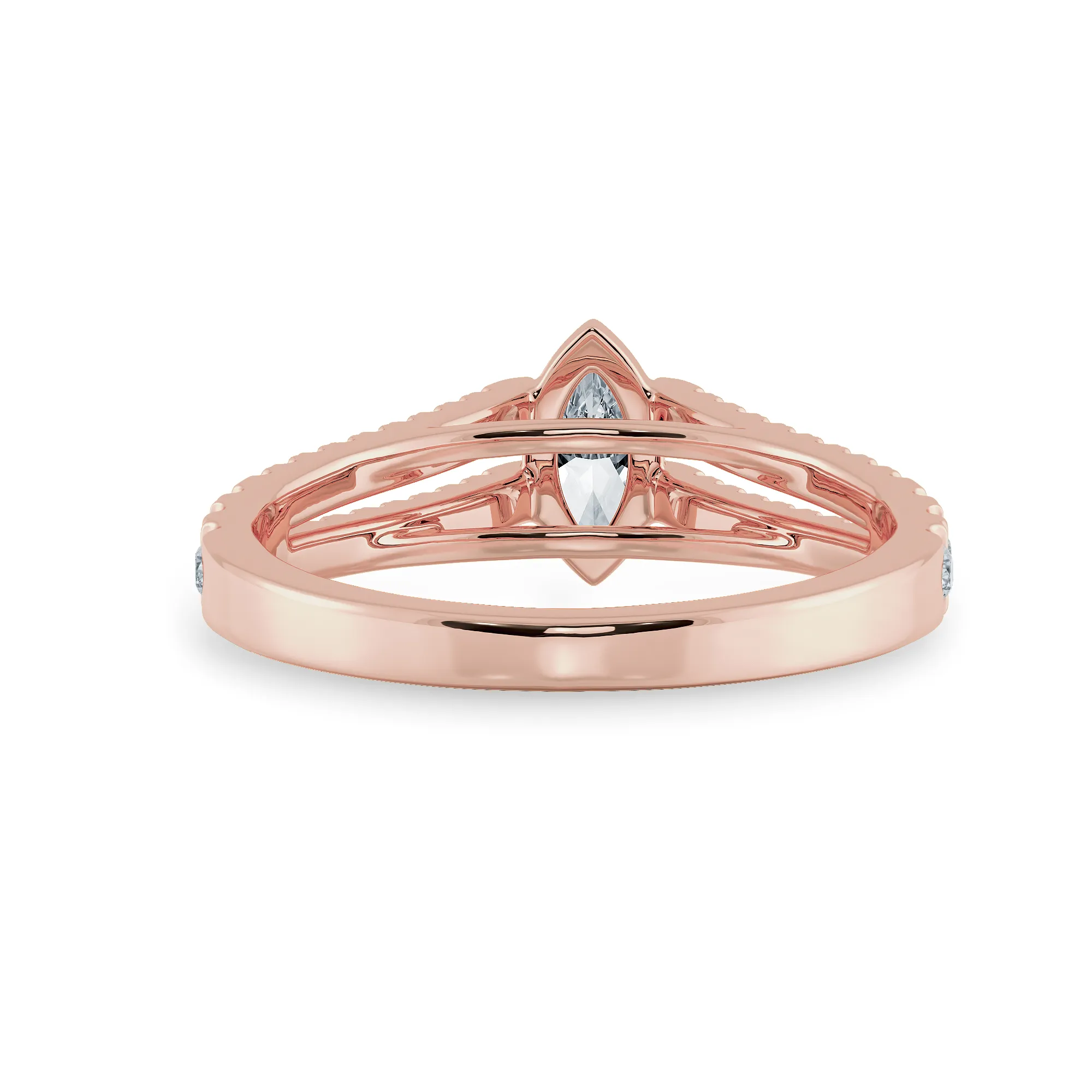 0.50cts. Marquise Cut Solitaire Diamond Split Shank 18K Rose Gold Ring JL AU 1184R-A