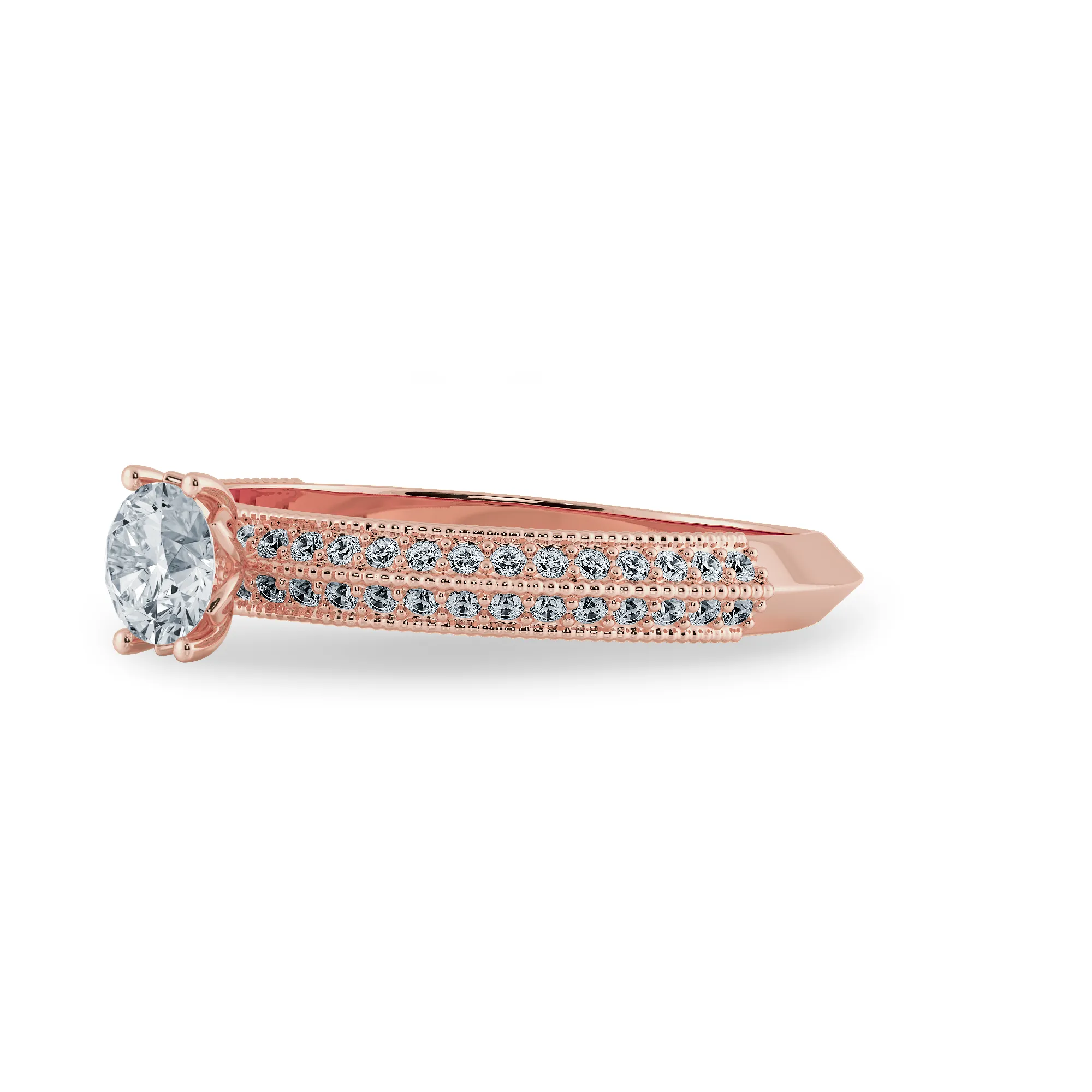 0.50cts. Solitaire Diamond Split Shank 18K Rose Gold Ring JL AU 1185R-A