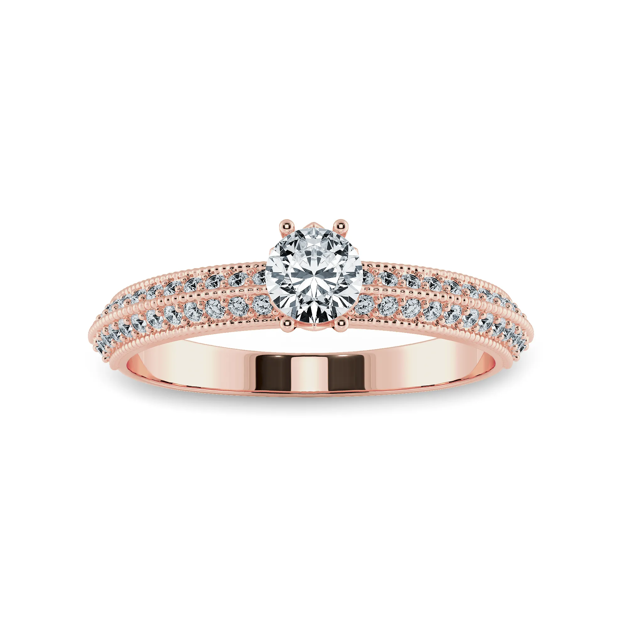 0.50cts. Solitaire Diamond Split Shank 18K Rose Gold Ring JL AU 1185R-A