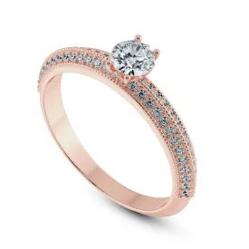 0.50cts. Solitaire Diamond Split Shank 18K Rose Gold Ring JL AU 1185R-A