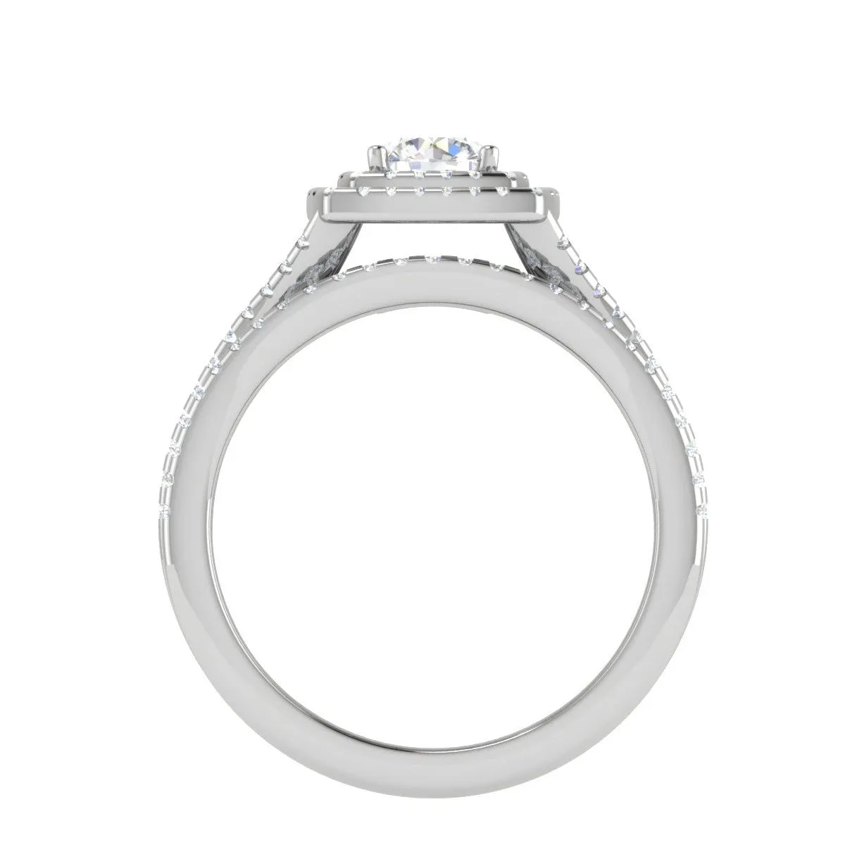 0.50cts Solitaire Double Halo Diamond Split Shank Platinum Ring JL PT RV RD 145