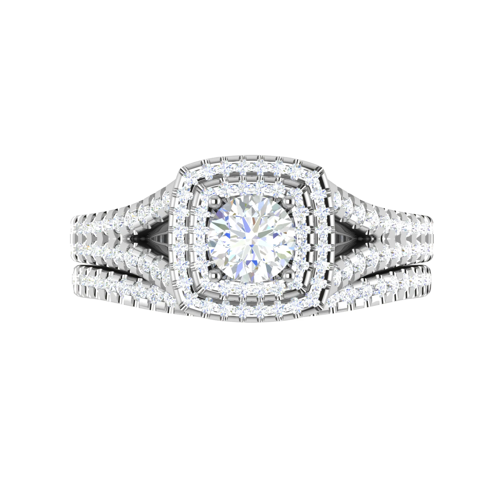 0.50cts Solitaire Double Halo Diamond Split Shank Platinum Ring JL PT RV RD 145