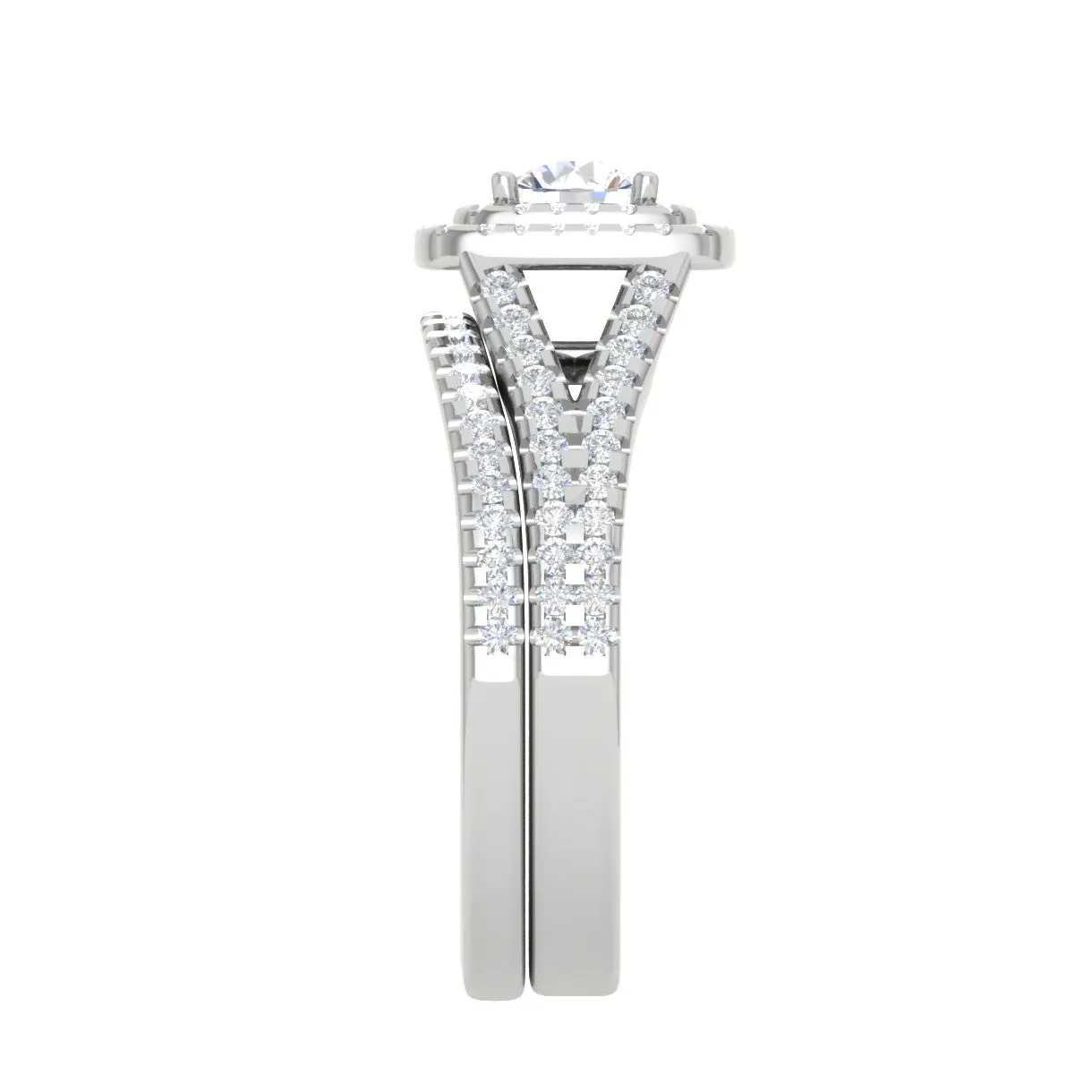 0.50cts Solitaire Double Halo Diamond Split Shank Platinum Ring JL PT RV RD 145