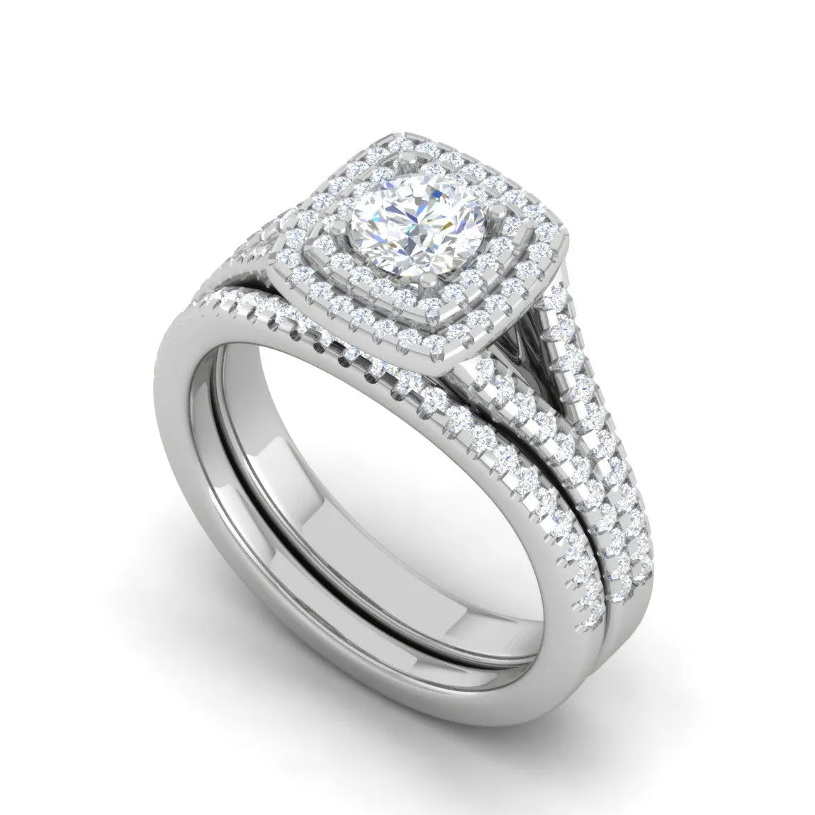 0.50cts Solitaire Double Halo Diamond Split Shank Platinum Ring JL PT RV RD 145