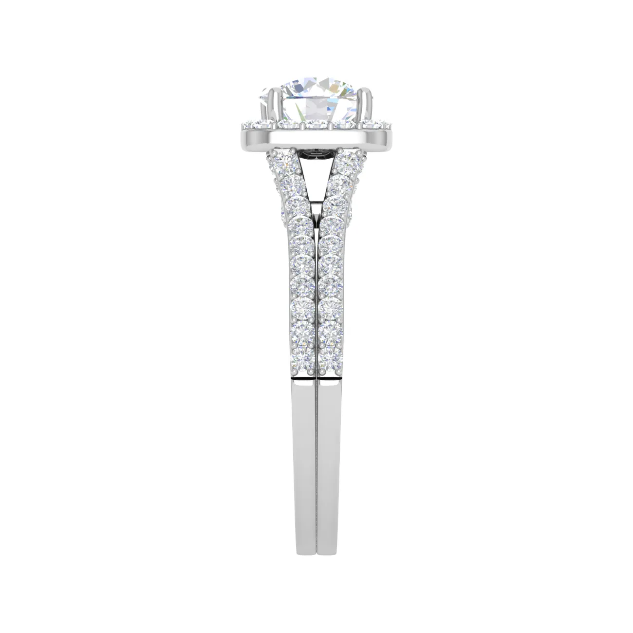 0.50cts Solitaire Halo Diamond Split Shank Platinum Ring JL PT WB573E