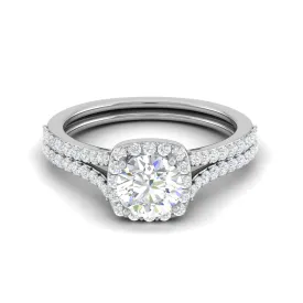 0.50cts Solitaire Halo Diamond Split Shank Platinum Ring JL PT WB573E