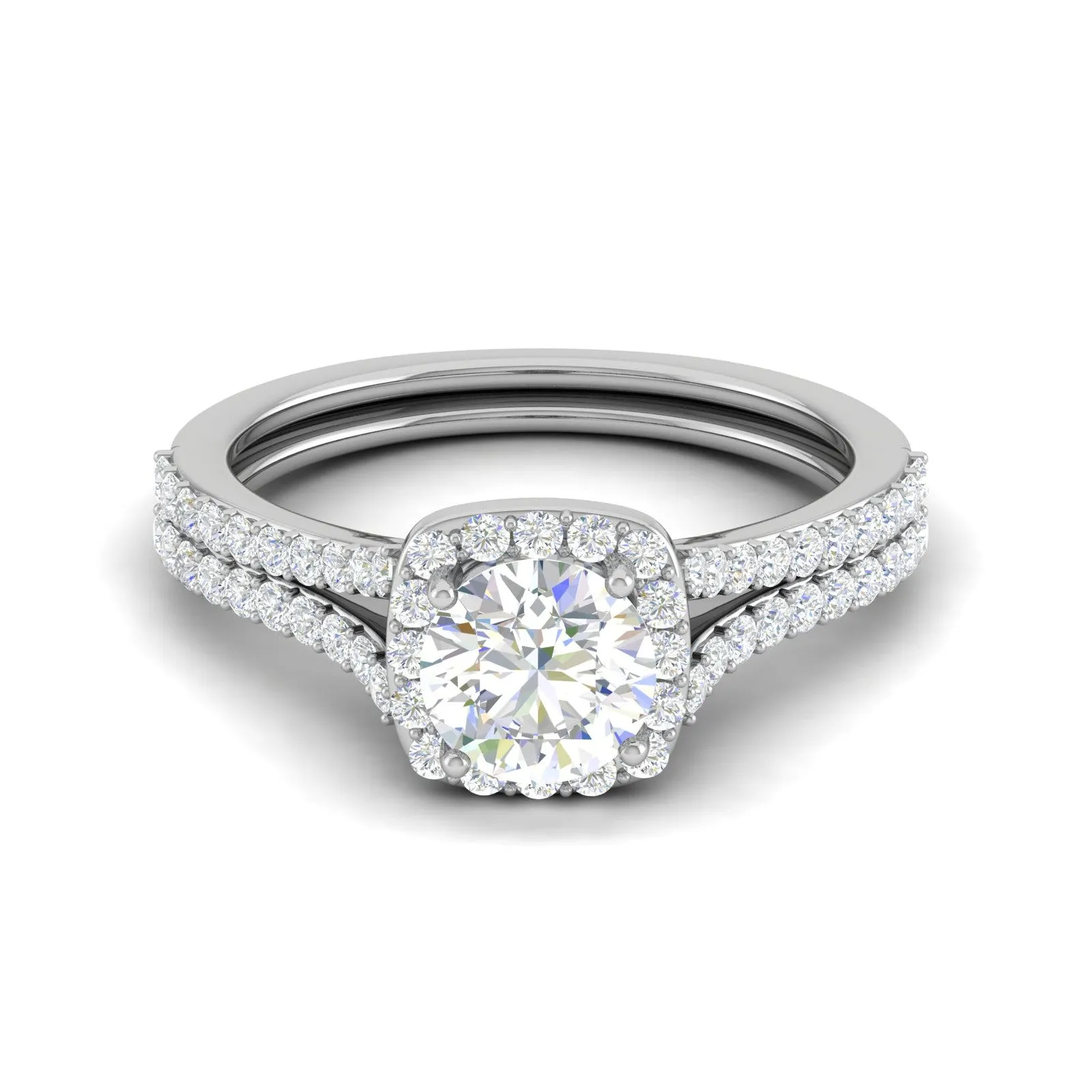 0.50cts Solitaire Halo Diamond Split Shank Platinum Ring JL PT WB573E