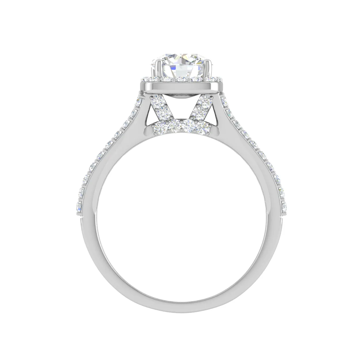 0.50cts Solitaire Halo Diamond Split Shank Platinum Ring JL PT WB573E