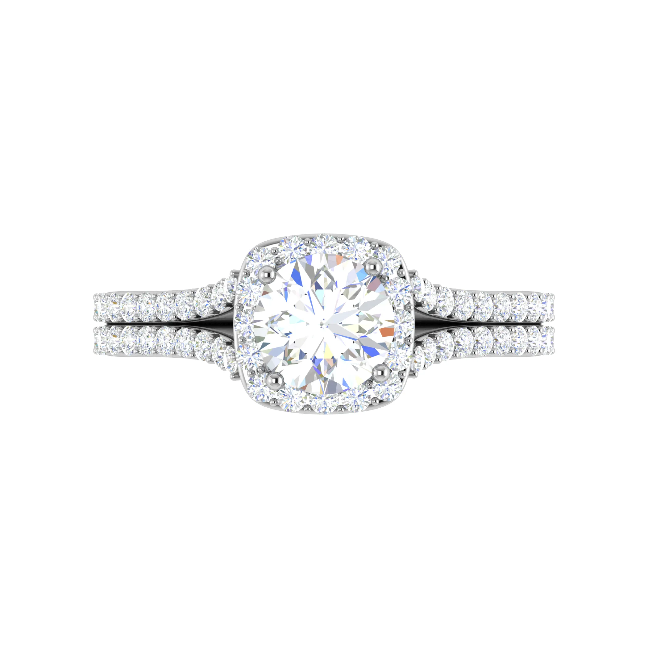 0.50cts Solitaire Halo Diamond Split Shank Platinum Ring JL PT WB573E