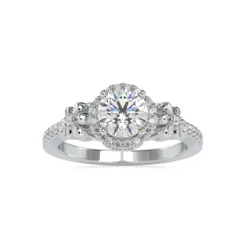 0.50cts. Solitaire Platinum Halo Diamond Shank Engagement Ring JL PT 0047-A