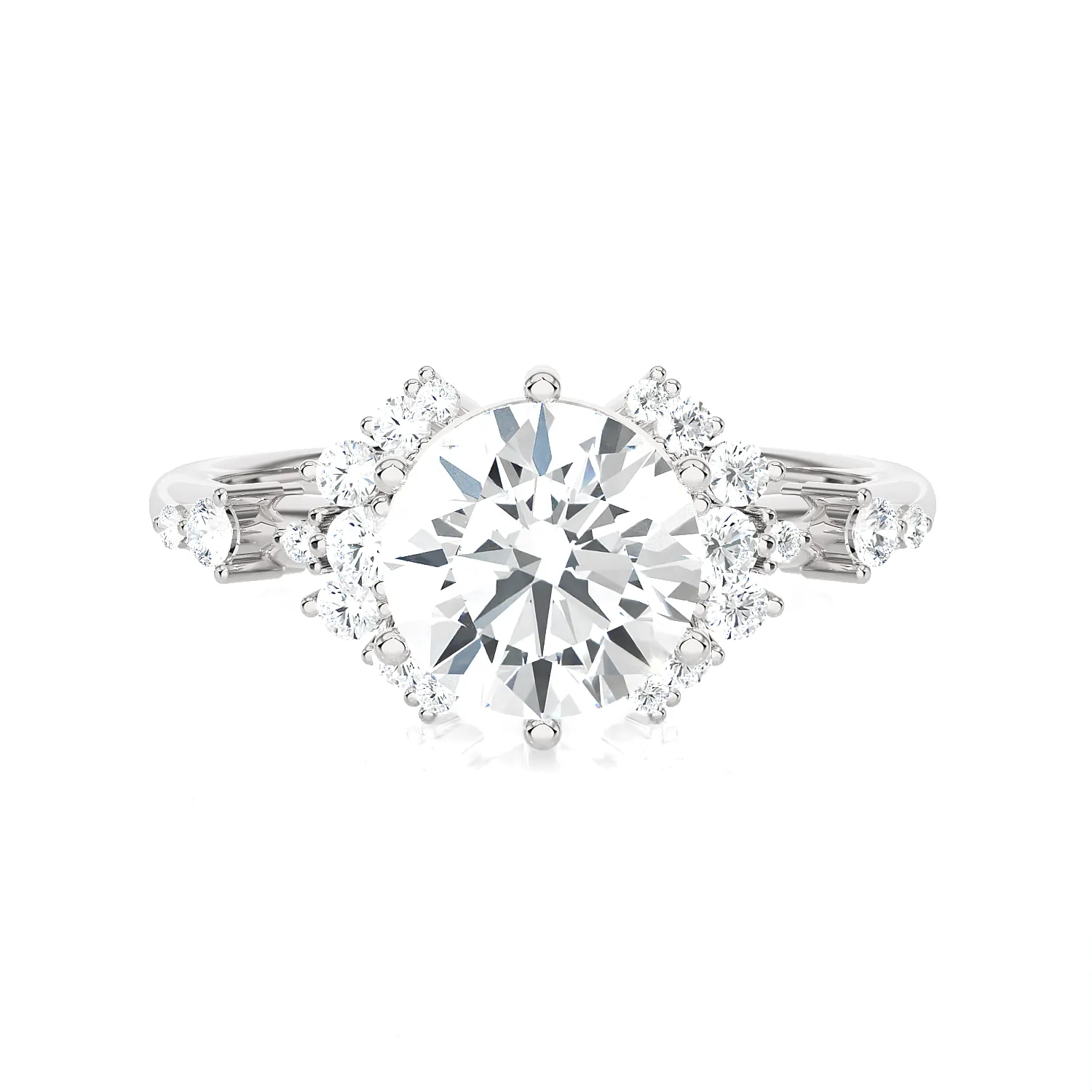 1 3/4 ctw Round Lab Grown Diamond Side Stone Engagement Ring