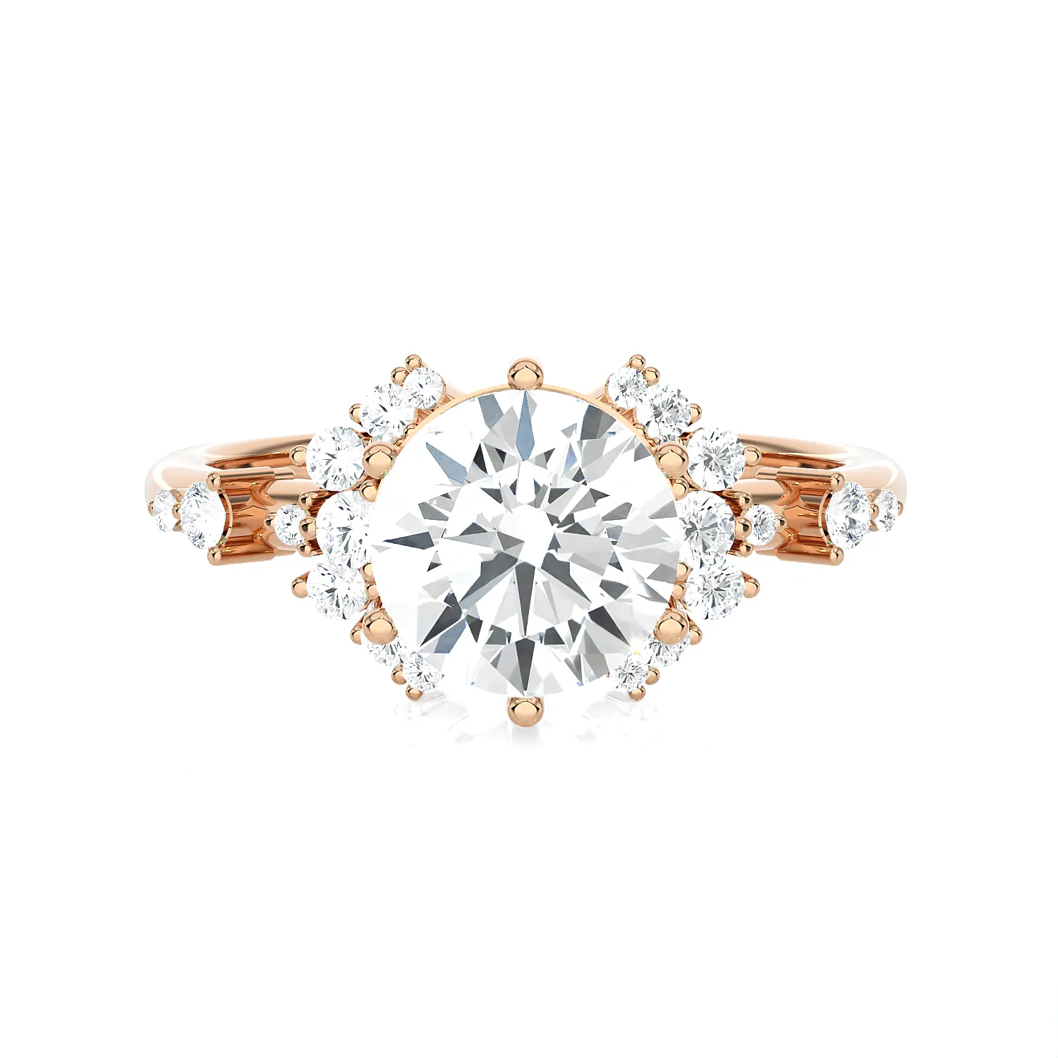 1 3/4 ctw Round Lab Grown Diamond Side Stone Engagement Ring