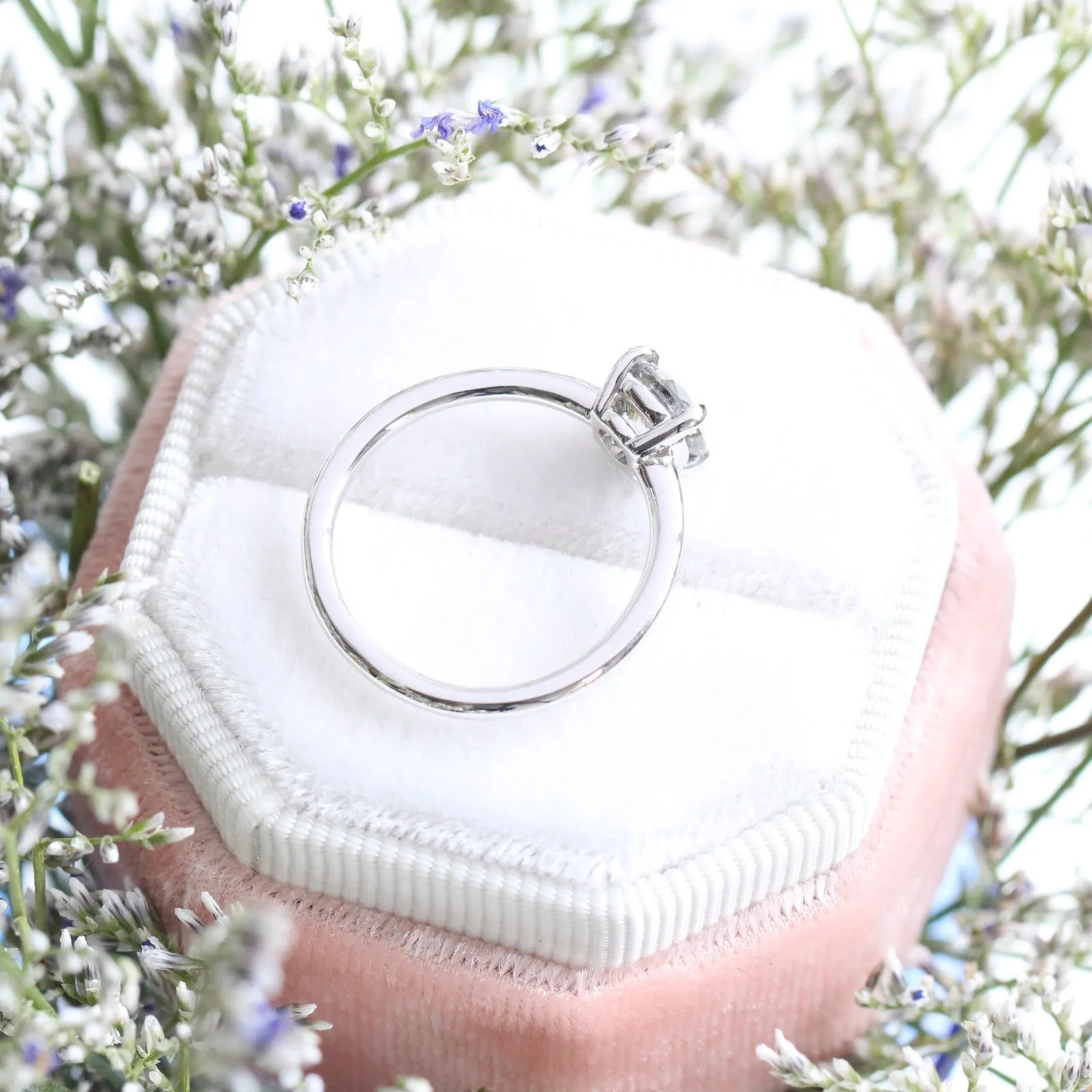 1.02 Carat Salt and Pepper Diamond Ring in 14k White Gold Low Profile Solitaire Ring, Size 6