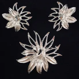 1969 Sarah Coventry Demi-Flower Brooch & Earrings