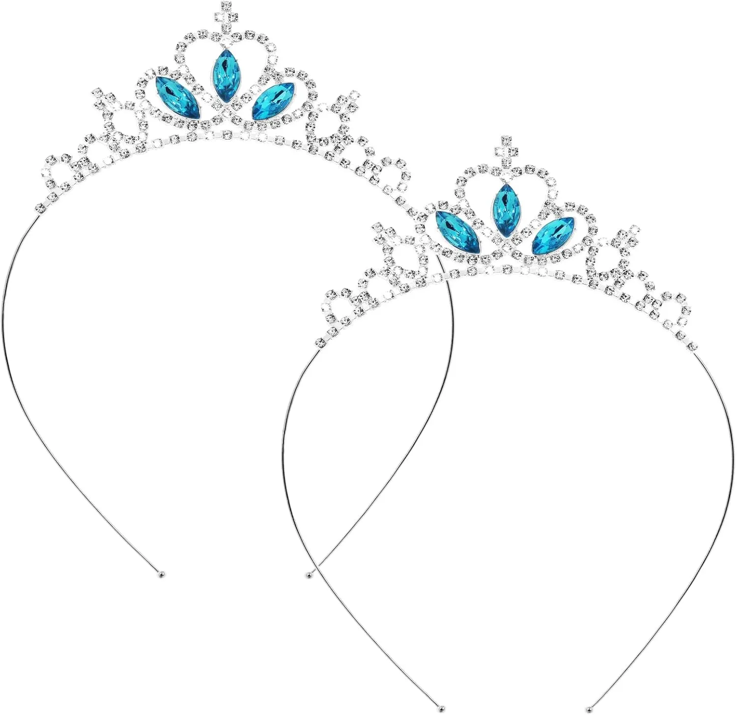 2 Pieces Girls Crystal Tiara Headband Heart Rhinestone Princess Crown Headband Vintage Hair Bands for Kids Girls Women Wedding Prom Birthday Party