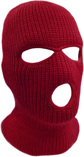 3-Hole Knit Sew Acrylic Outdoor Full Face Cover Thermal Balaclava Ski Mask One Size Fits Most