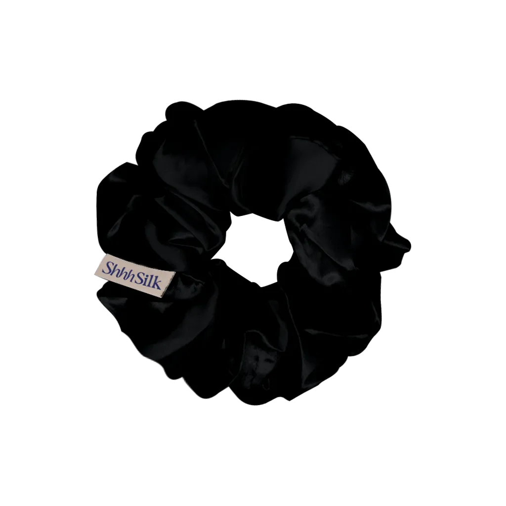 3 Pack Black Large Silk Scrunchies