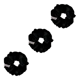 3 Pack Black Large Silk Scrunchies