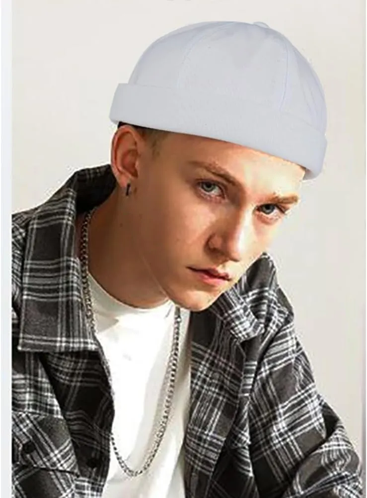 3 Pack Mens Brimless Skullcap Sailor Docker Cap Rolled Cuff Retro Beanie Hat