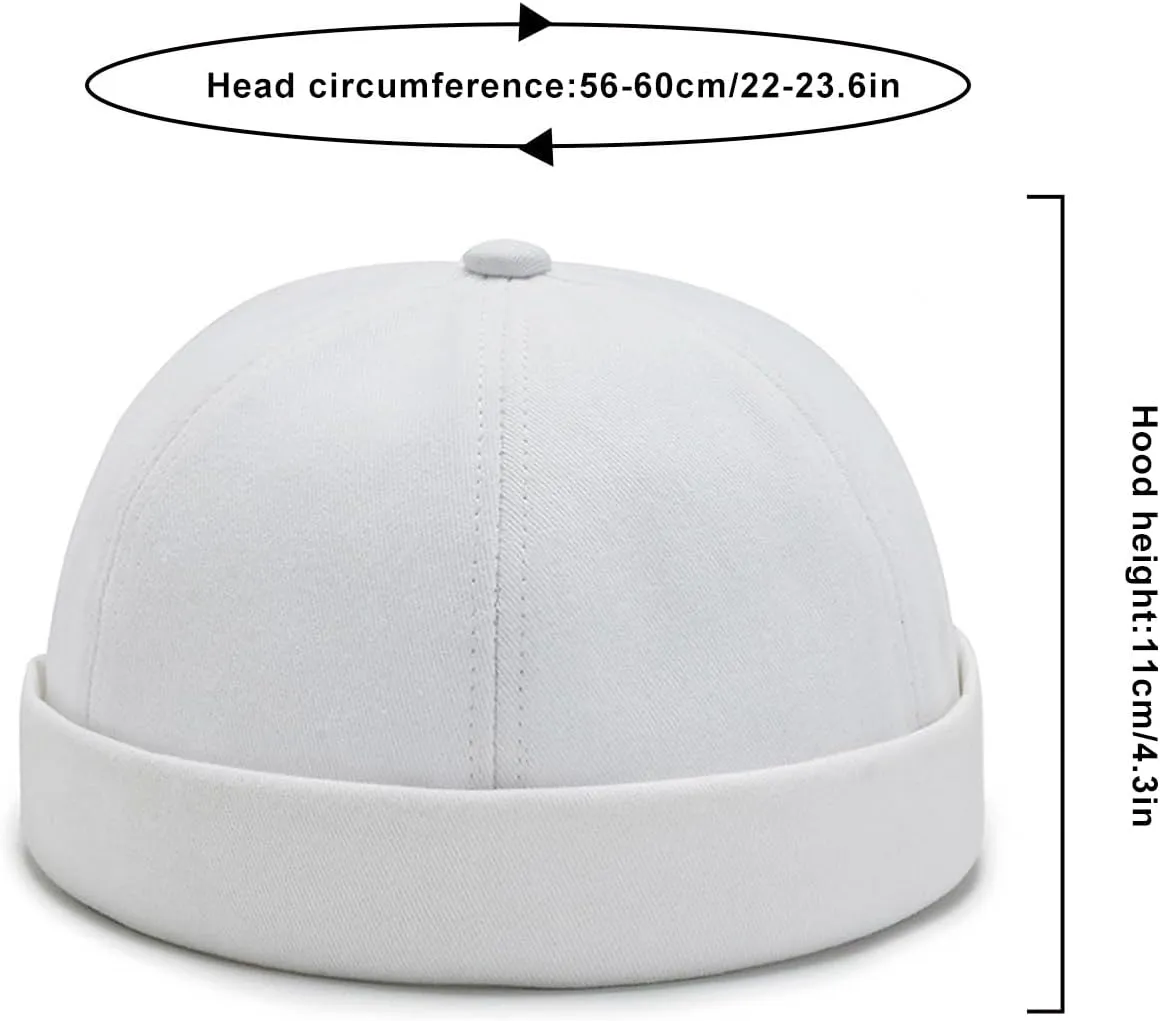 3 Pack Mens Brimless Skullcap Sailor Docker Cap Rolled Cuff Retro Beanie Hat