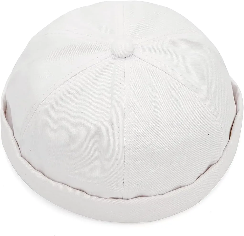 3 Pack Mens Brimless Skullcap Sailor Docker Cap Rolled Cuff Retro Beanie Hat