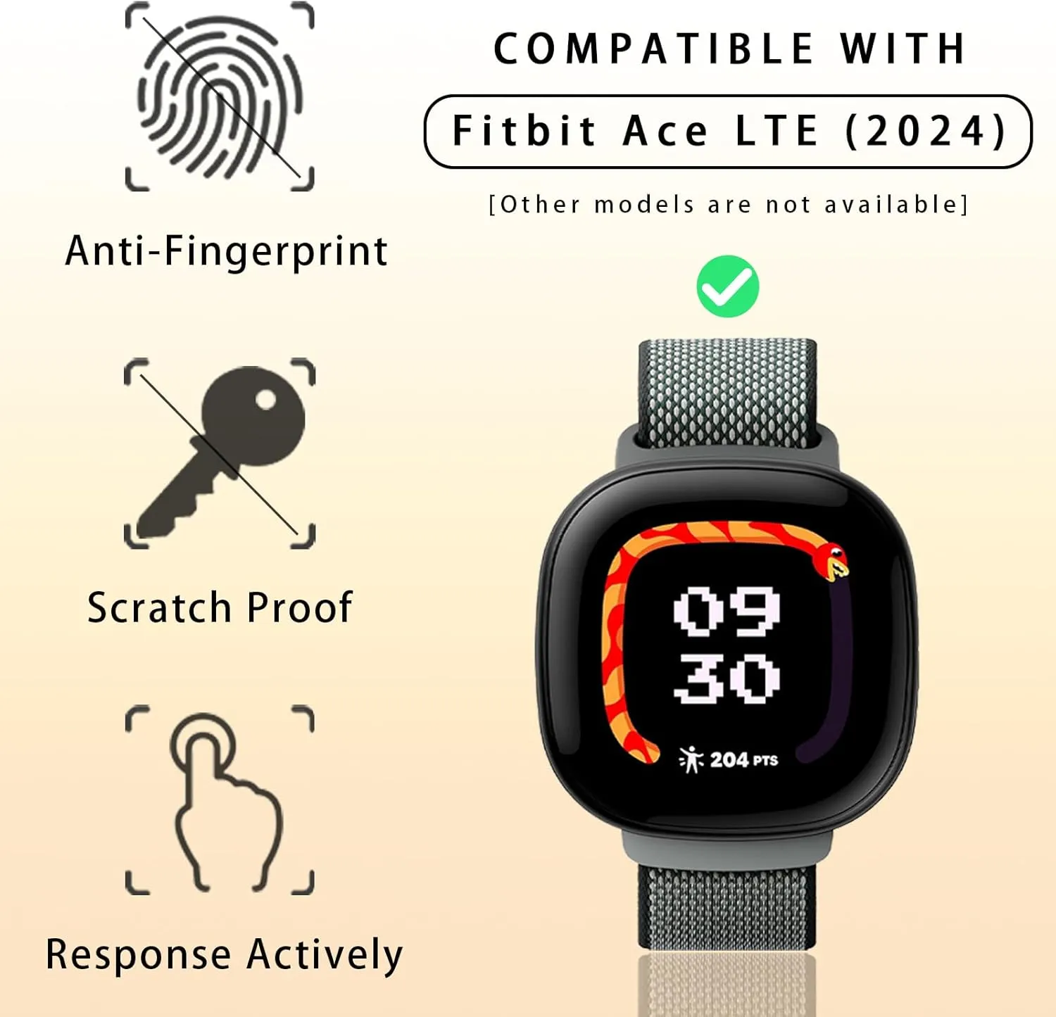4 Pack Hard PC Screen Protector Case for Fitbit Ace LTE with Tempered Glass, High Sensitivity Anti-Fall Cover Bumper for Google Fitbit Ace LTE