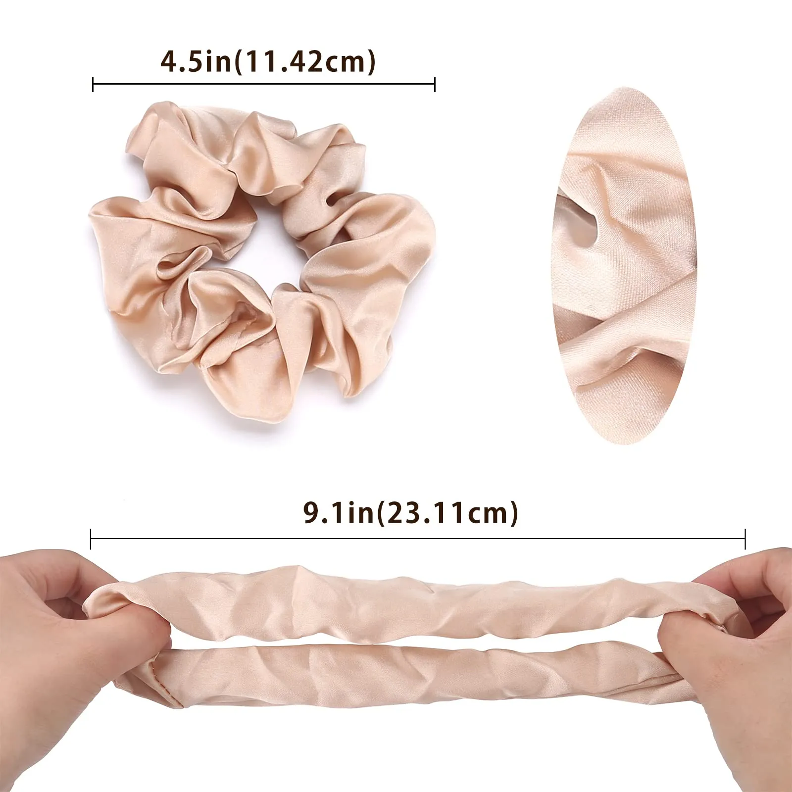 6 Pcs Lolalet Silk Hair Scrunchies for Women Girls, Silk Satin Hair Ties Breakage Frizz Prevention Soft Elastic Ponytail Holders for Thick Hair Curly Hair Long Fine Hair Accessories Scrunchy Set Multi-color A