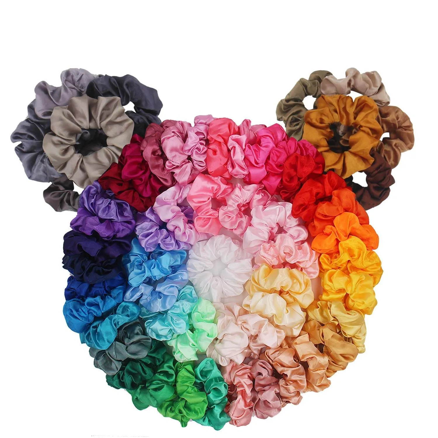 60 Pack Satin Scrunchies Silky Hair Accessories