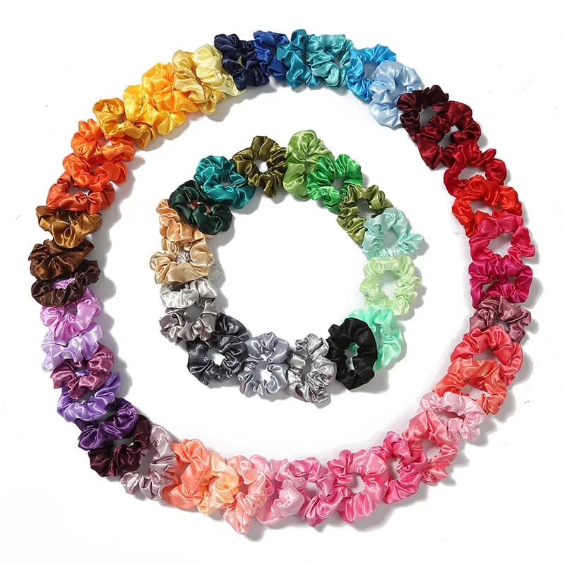 60 Pack Satin Scrunchies Silky Hair Accessories