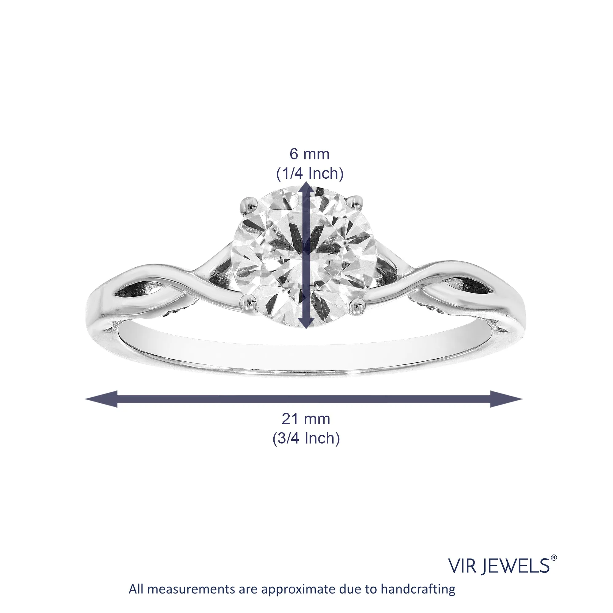 7/8 cttw Lab Grown Twisted Diamond Engagement Ring in 14K White Gold
