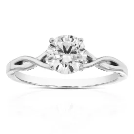 7/8 cttw Lab Grown Twisted Diamond Engagement Ring in 14K White Gold