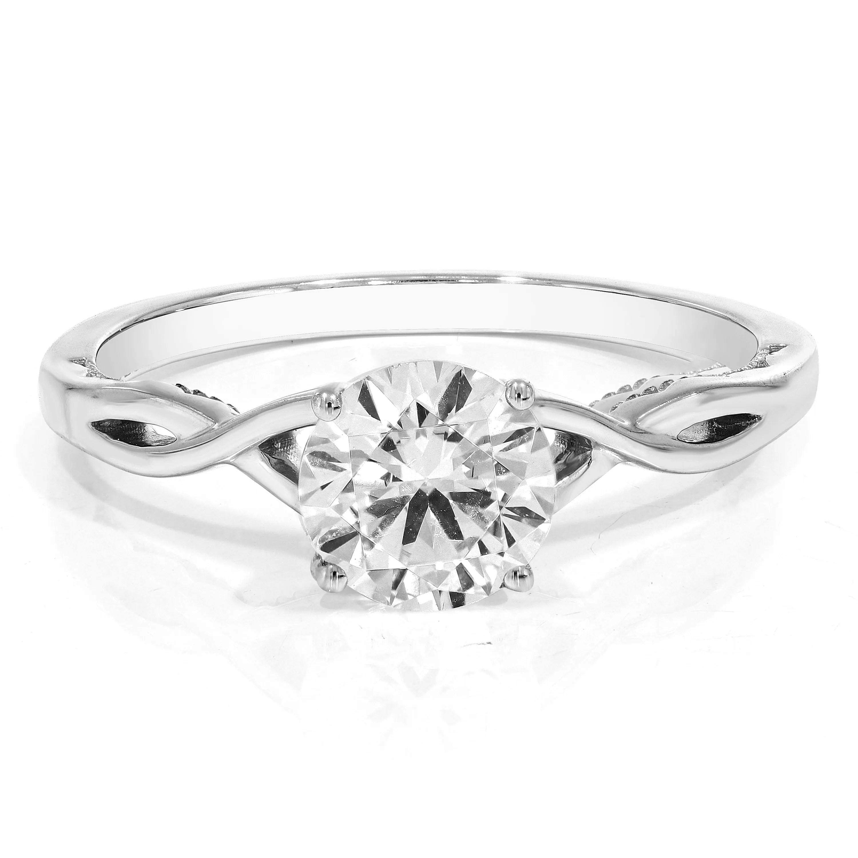 7/8 cttw Lab Grown Twisted Diamond Engagement Ring in 14K White Gold