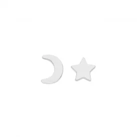 Acotis Silver Studs Rhodium Star And Moon G51262