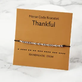 Adjustable Morse Code 'Thankful' Wish Bracelet / Friendship Bracelet - Adult/Teen/Child