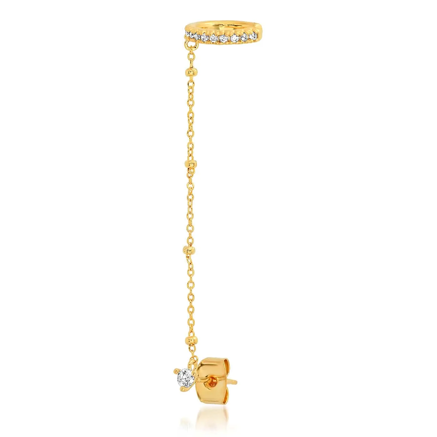 Ball Chain Earring With Pavé Ear Cuff