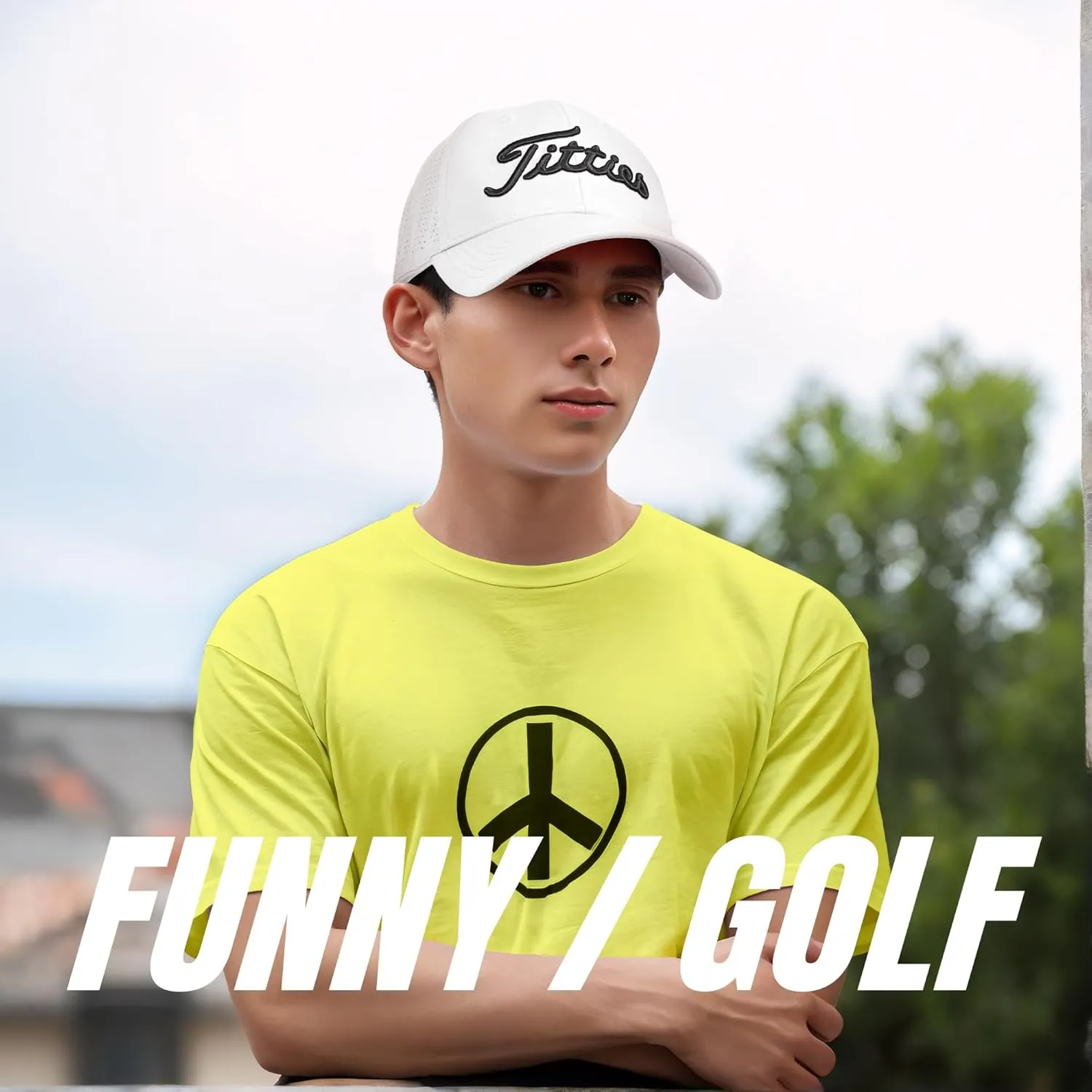 Bamveio Titties Hat Tittiess Golf Hats for Men Women,Funny Tittes Hat, Titliest Cap, White and Black