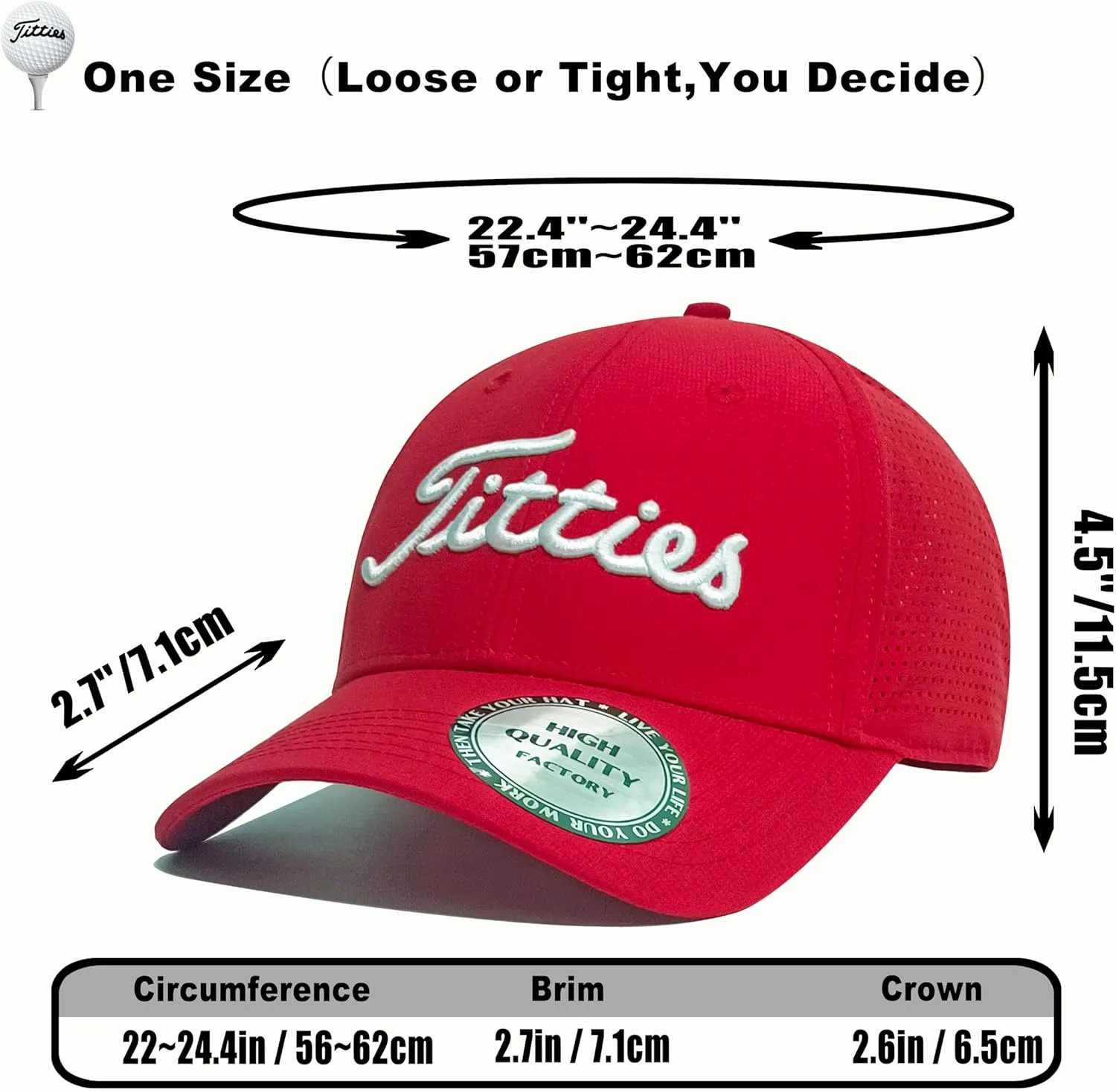 Bamveio Titties Hat Tittiess Golf Hats for Men Women,Funny Tittes Hat, Titliest Cap, White and Black