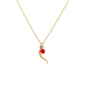 bara boheme | "ITALIAN HORN   CRYSTAL" Charm on Gold-Filled Chain Necklace