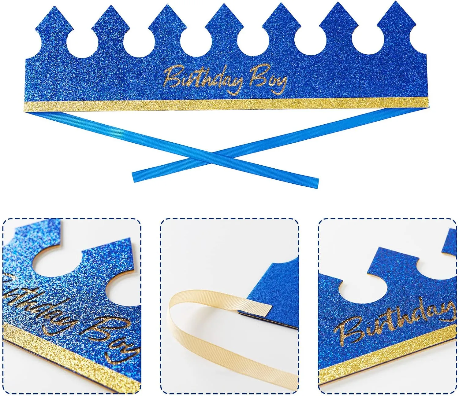 Birthday King Crown Hat Birthday Boy Sash and Button Pin Party Decorations Dress Up Accessories