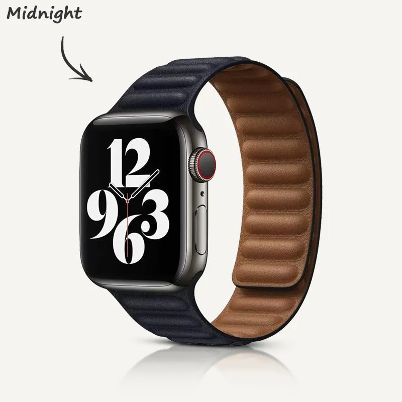 Black | Leather Link Magnetic Strap